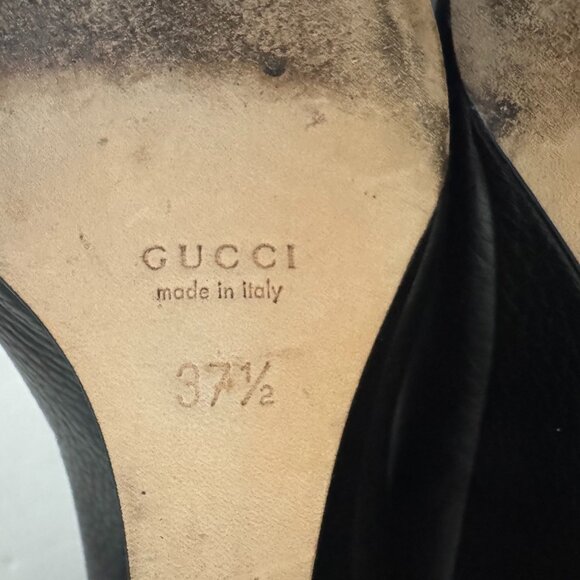 Gucci Black Leather Peep-toe Wedge Pumps with Box and Dust bag - Picture 6 of 9
